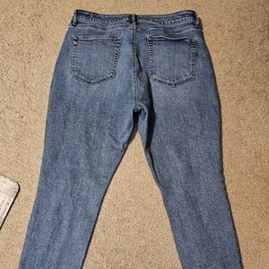 LOFT CURVEY SKINNY FRINGED ANKLE JEANS SZ 14